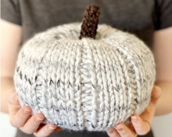 Marble Pumpkin, Knit Autumn Centerpiece, Thanksgiving Table, Friendsgiving, Pumpkin Fall Decor