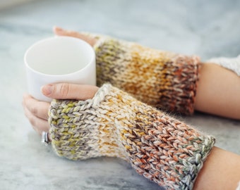 Fingerless Knit Gloves, Cozy Knits,  Winter Gloves, Knitwear, Computer Gloves, Gifts for Her, Stocking Stuffers