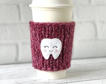 Tooth Coffee Cozy, Dentist Gift, Hygienist Gift, Dental Student Gift, Dental Assistant Gift