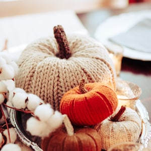 Fall Pumpkins, Pumpkin Decor, Knit Fall Decor, Autumn Decor, Fall Table, Thanksgiving Decor, Fall Aesthetic, Cozy Aesthetic image 5