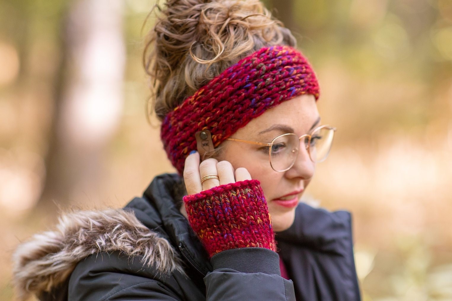 Knit Headband and Fingerless Glove Set, Winter Knits, Luxury  display picture 2