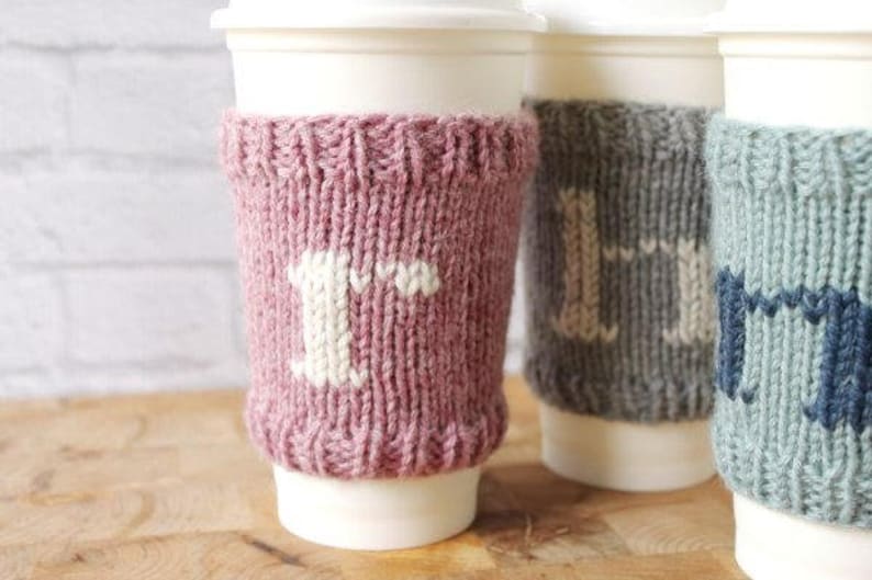 Coffee Cozy, Knit Cup Cozy, Beverage Cozy, Reusable Coffee Sleeve, Stocking Stuffers, Personalized Gift Bild 3