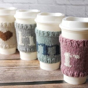 Coffee Cozy, Knit Cup Cozy, Beverage Cozy, Reusable Coffee Sleeve, Stocking Stuffers, Personalized Gift image 4