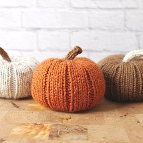 Fall Pumpkins, Pumpkin Decor, Knit Fall Decor, Autumn Decor, Tiered Tray Decor, Thanksgiving Decor, Fall Aesthetic, Cozy Aesthetic