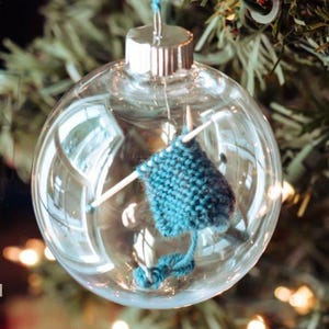 Teal Knitting Ornament