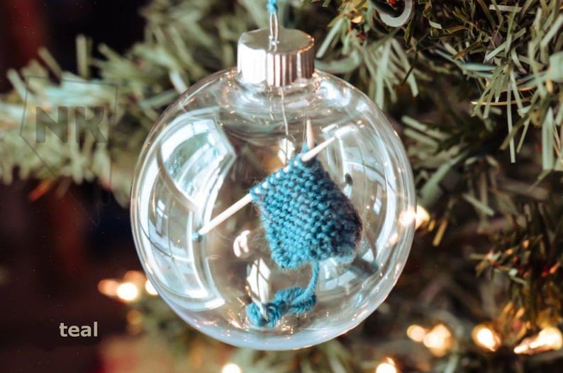 Teal Knitting Ornament