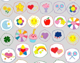 30+ Care Bears Belly Badges Designs Svg Bundle | Cute Cartoon Characters | Layered Files | Png Svg for Cricut Silhouette | Instant Download