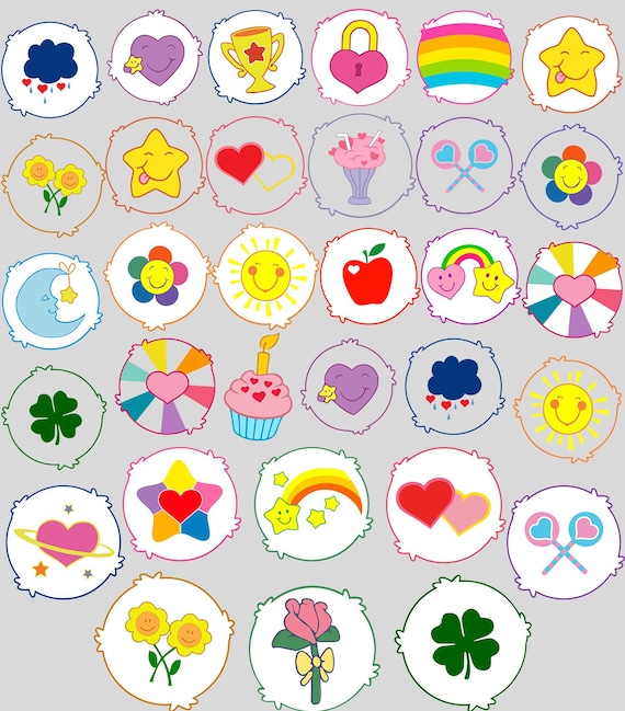 30+ Care Bears Belly Badges Designs Svg Bundle | Cute Cartoon Characters | Layered Files | Png Svg for Cricut Silhouette | Instant Download