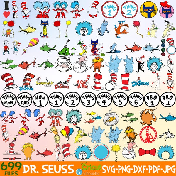3490+ Dr Seuss Files, Dr Seuss layered Svg, Dr Seuss Png, Dr seuss Quotes Clipart For cricut vector file, Cat And The Hat, 699 UNIQUE DESIGN
