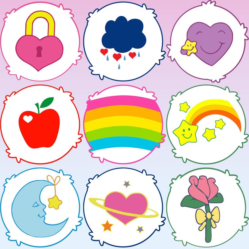 Cute Care Bears SVG and PNG files, layered cut files for Cricut, instant download cartoon design bundle.