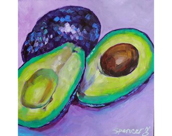 Original Avocado Oil Painting 8"x8" painted by hand in the USA