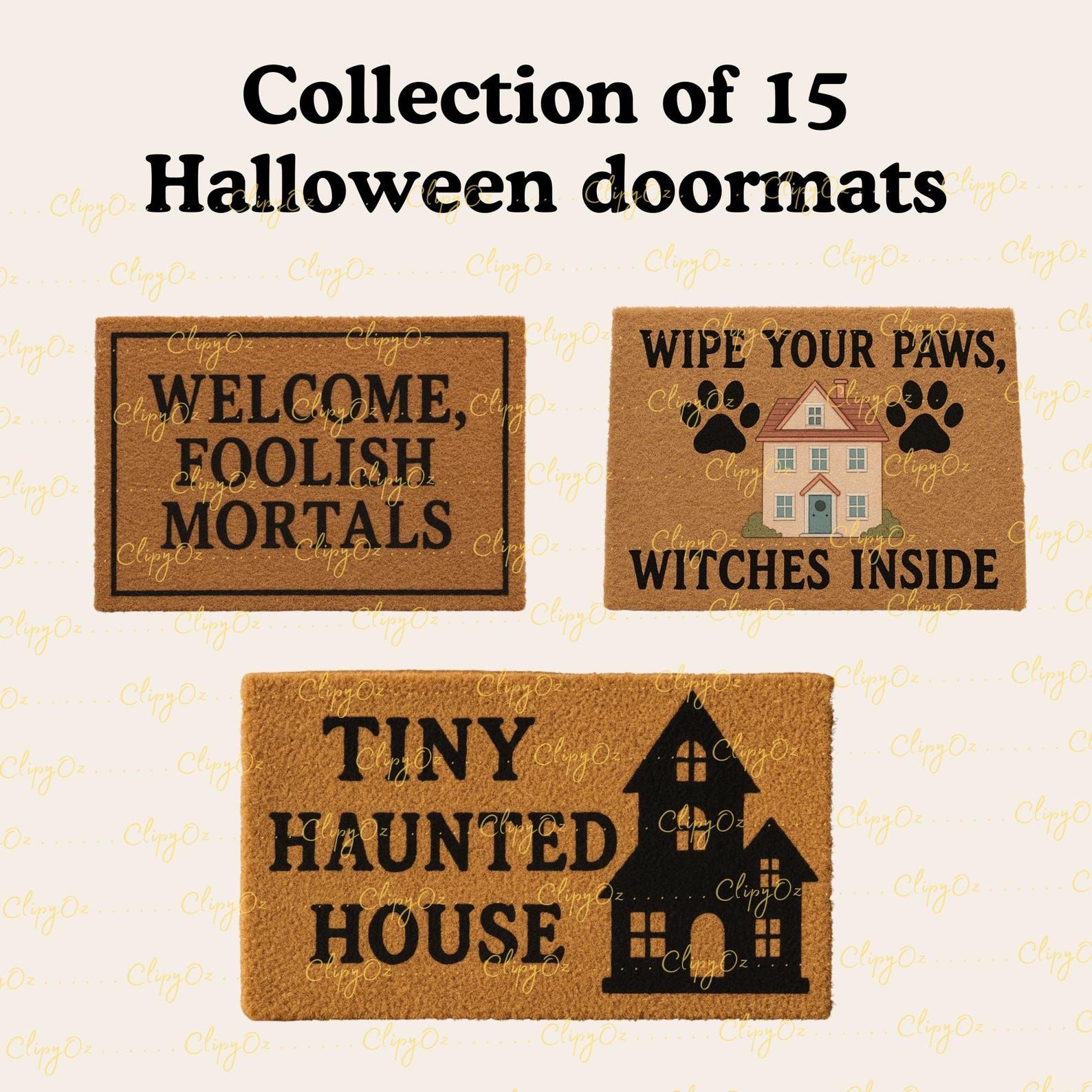 Doormat Flash Card.pdf Halloween Printable Dollhouse Doormat, Dollhouse Home Decor, Dollhouse ...