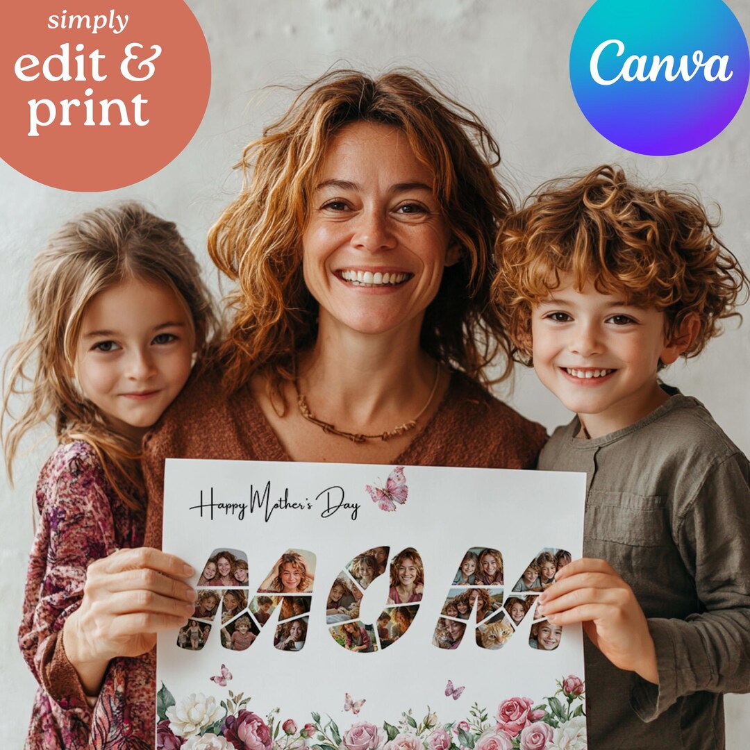 Editable Mother’s Day Gift Photo Collage Canva Template Photo Card ...