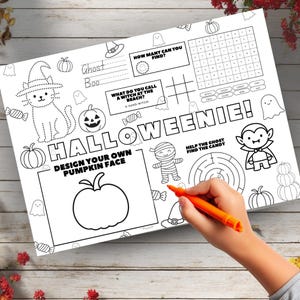 Halloween Activity Placemat: Spooky Kids Coloring Printable (Digital Download)