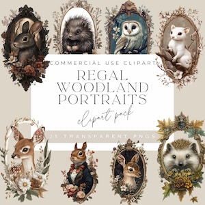 Königliche Waldtiere Porträts | Gentleman | Transparentes PNG | Funky Tiere Clipart | Wald Clipart | Aristokrats Tiere