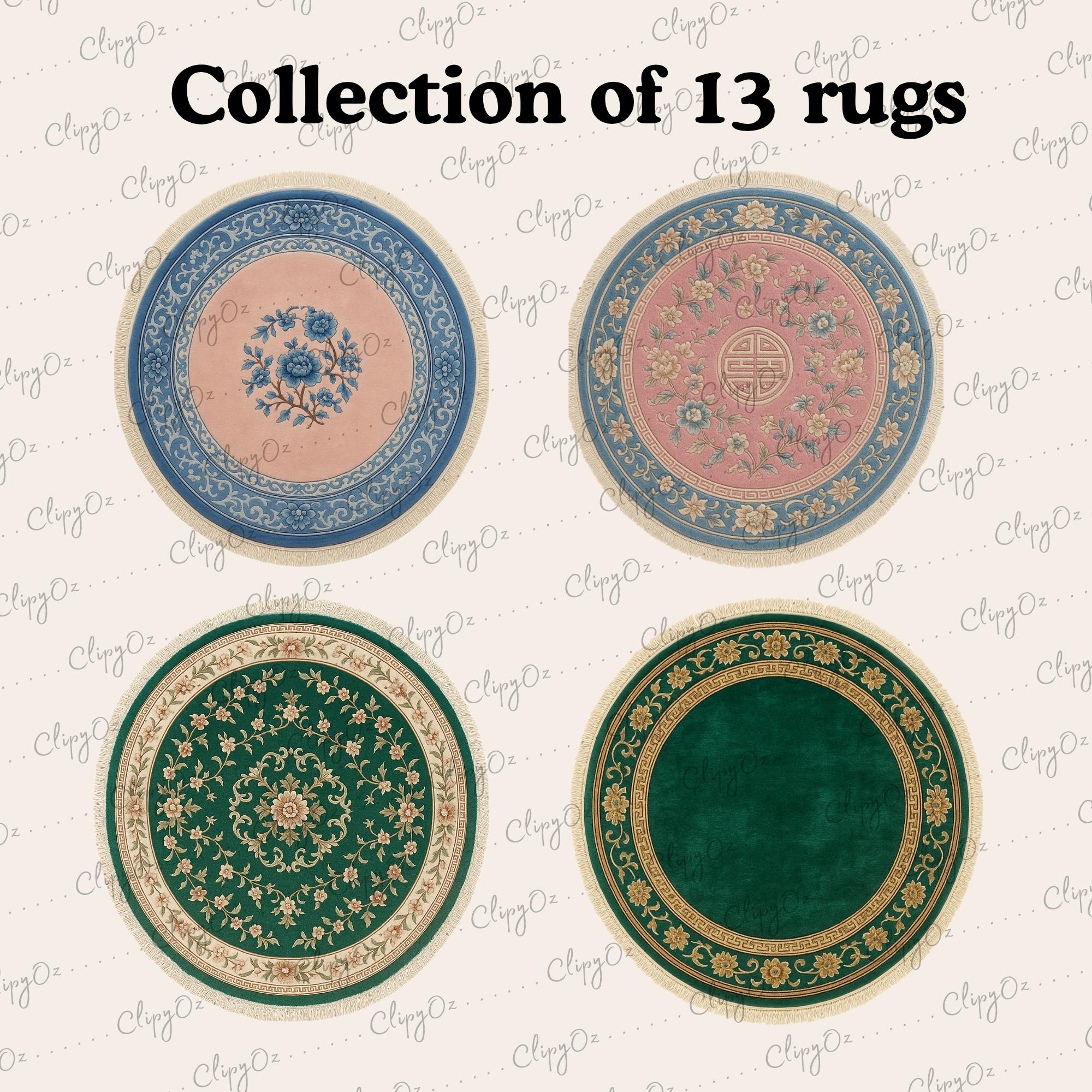 Vintage Miniature Round Rug, Printable Carpet, Dollhouse Home Decor ...