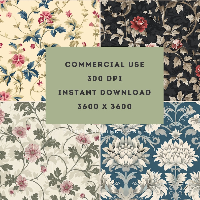 Regency Pattern Paper Sheets Regency Era Digital Paper | 27 Seamless Sheets | Junk Journal ...