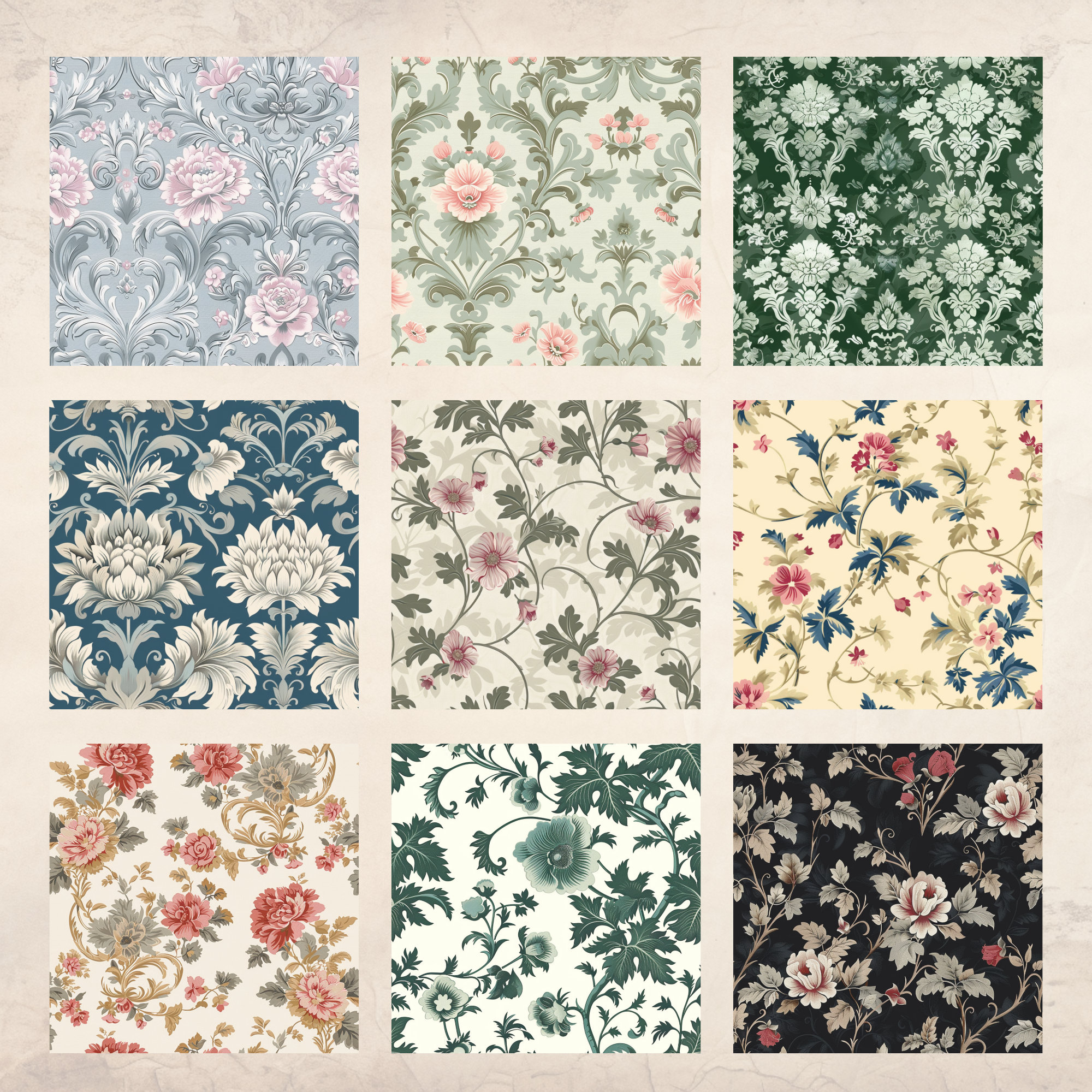 Regency Pattern Paper Sheets Regency Era Digital Paper | 27 Seamless Sheets | Junk Journal ...