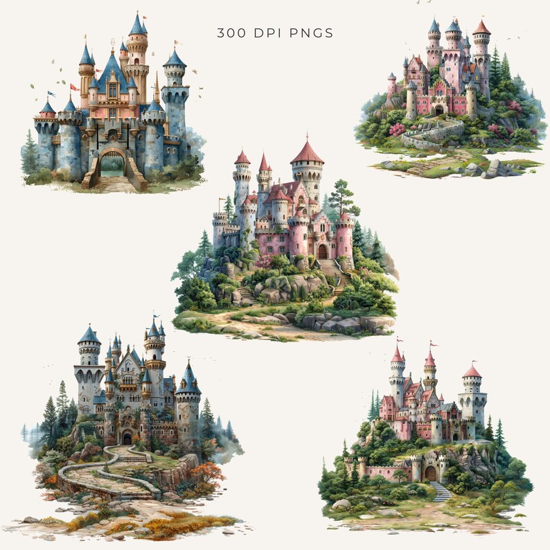 Fairytale Princess Castle Clipart: Fantasy Kingdom PNG (digital ...