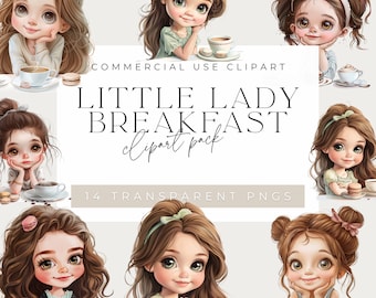 Little Lady Breakfast Clipart: Macaroon Tea Party (14 PNG, Digital Download)