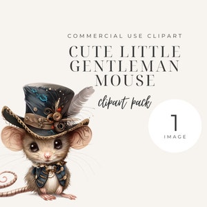 Schattige Gentleman Mouse clipart, enkele afbeelding, commerciële licentie, transparante png, ongewenste tijdschriften, digitale papierkunst, schattig dier