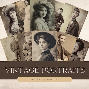 Vintage Portrait Clipart: Antique Photo Collection (38 JPEGs)