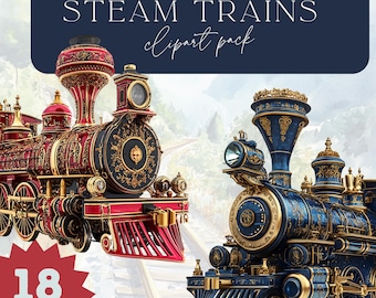 Vintage Steam Train Clipart: Royal Locomotive PNG (Digital Download)