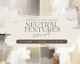 Digitaal papierpakket met neutrale textuur: beige crèmekleurige penseelstreekachtergronden (300 dpi jpeg)