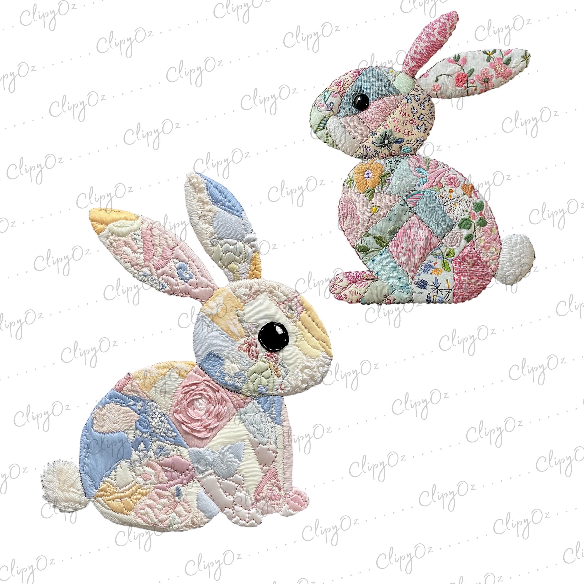 Patchwork Rabbit Oc Patchwork Bunny Clipart: Watercolor Easter Graphics (PNG Digital ...