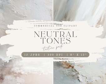 Digitaal papier met beige textuur: 12 neutrale achtergronden (digitale download)