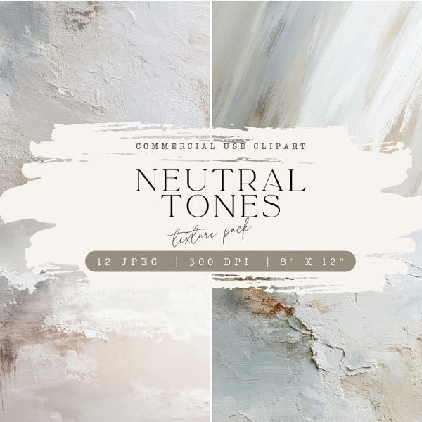 Digitalt papper med beige textur: 12 neutrala bakgrunder (digital nedladdning)