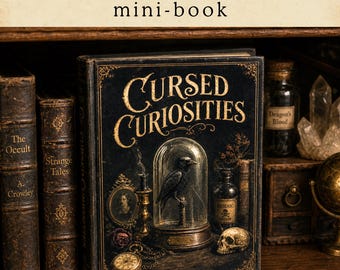 Cursed Curiosities Mini Book | Printable Vintage Grimoire Gothic Dollhouse Book