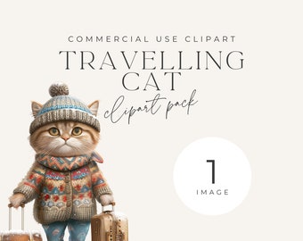 Clipart schattige reizende kat, één afbeelding, commerciële licentie, transparante png, junkjournals, digitaal papier, schattig dier