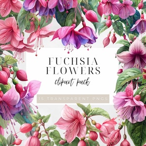 Fuchsia Floral Clipart | Floral Clipart | Party Invitation Clipart | Instant Download| Fuchsia Clipart | Purple and Pink Flower