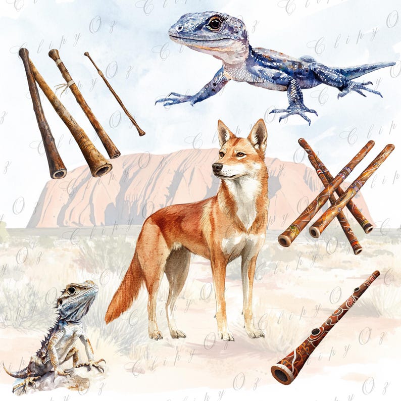 Uluru Watercolor Clipart: Australian Landmarks PNG (digital Download ...
