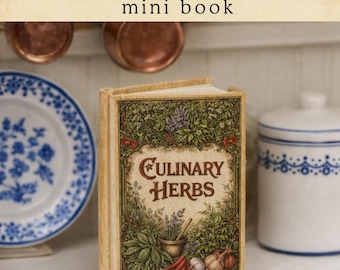 Mini libro apribile di erbe aromatiche vintage, stampabile/PDF/biblioteca botanica per casa delle bambole/libro pieghevole in miniatura