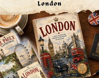 London Miniature Book Printable, DIY Dollhouse Travel Book, Mini Book PDF, London Landmarks, Mini Library Decor