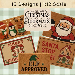 Dollhouse Christmas Miniature Doormats: Vintage Style Printable Carpets (PDF Download, 12 Designs)