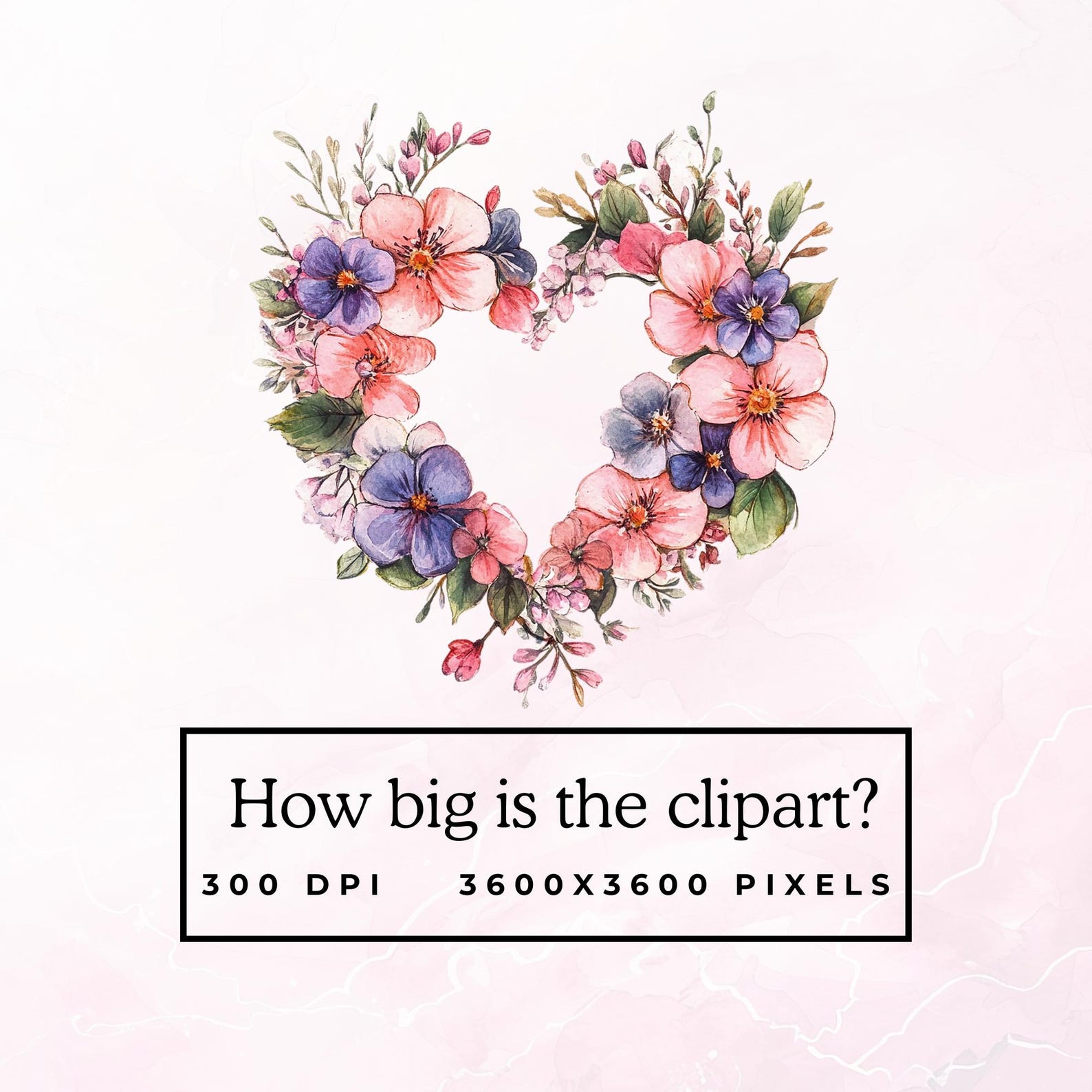 Watercolor Floral Heart Wreath Clipart: Valentine's PNG Frames (digital ...