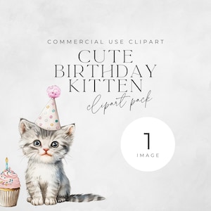 Cute Baby Kitten Clipart, Single Image, Commercial License, Transparent Png, Junk Journals, Digital Paper Craft, Cute Animal, Birthday