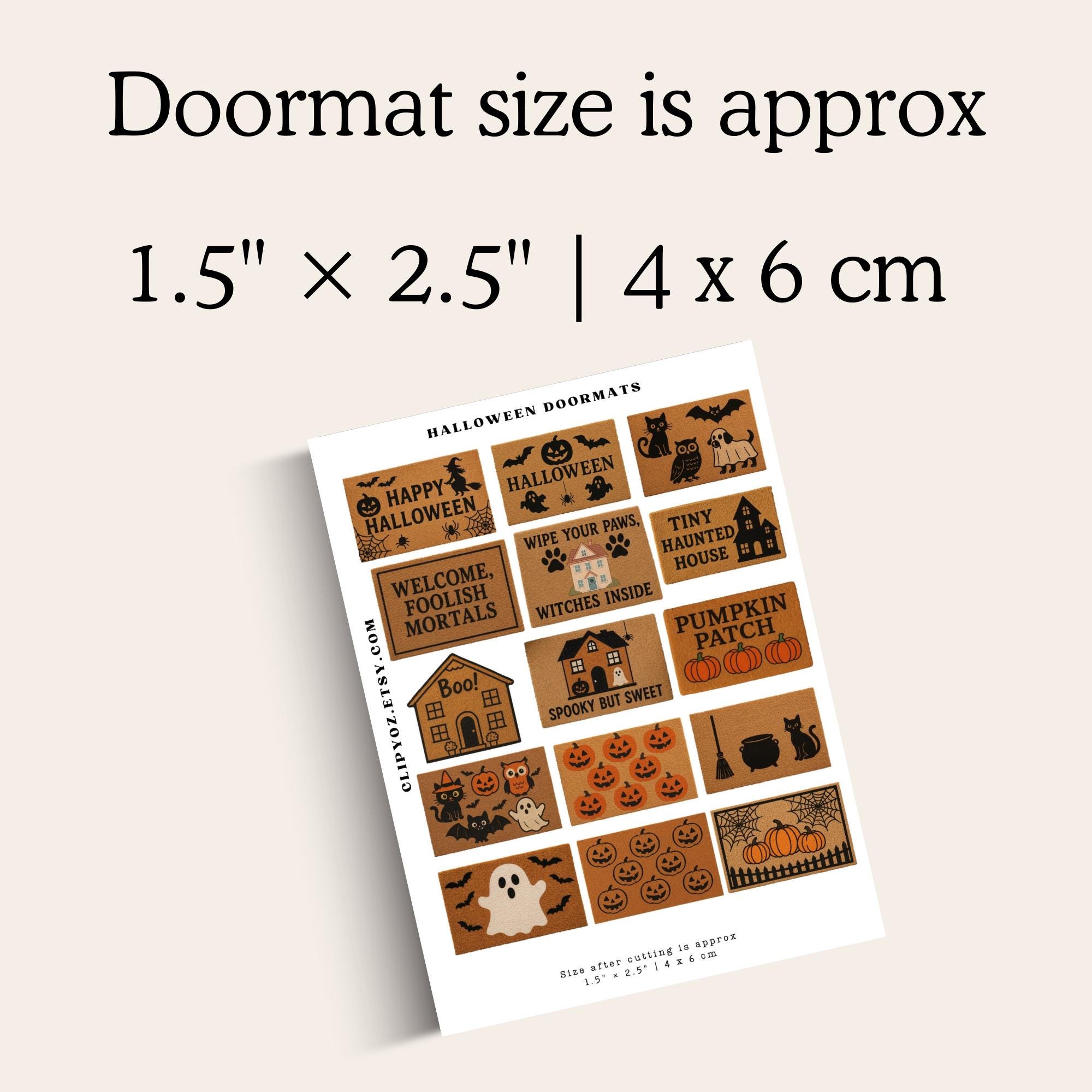 Doormat Flash Card.pdf Halloween Printable Dollhouse Doormat, Dollhouse Home Decor, Dollhouse ...