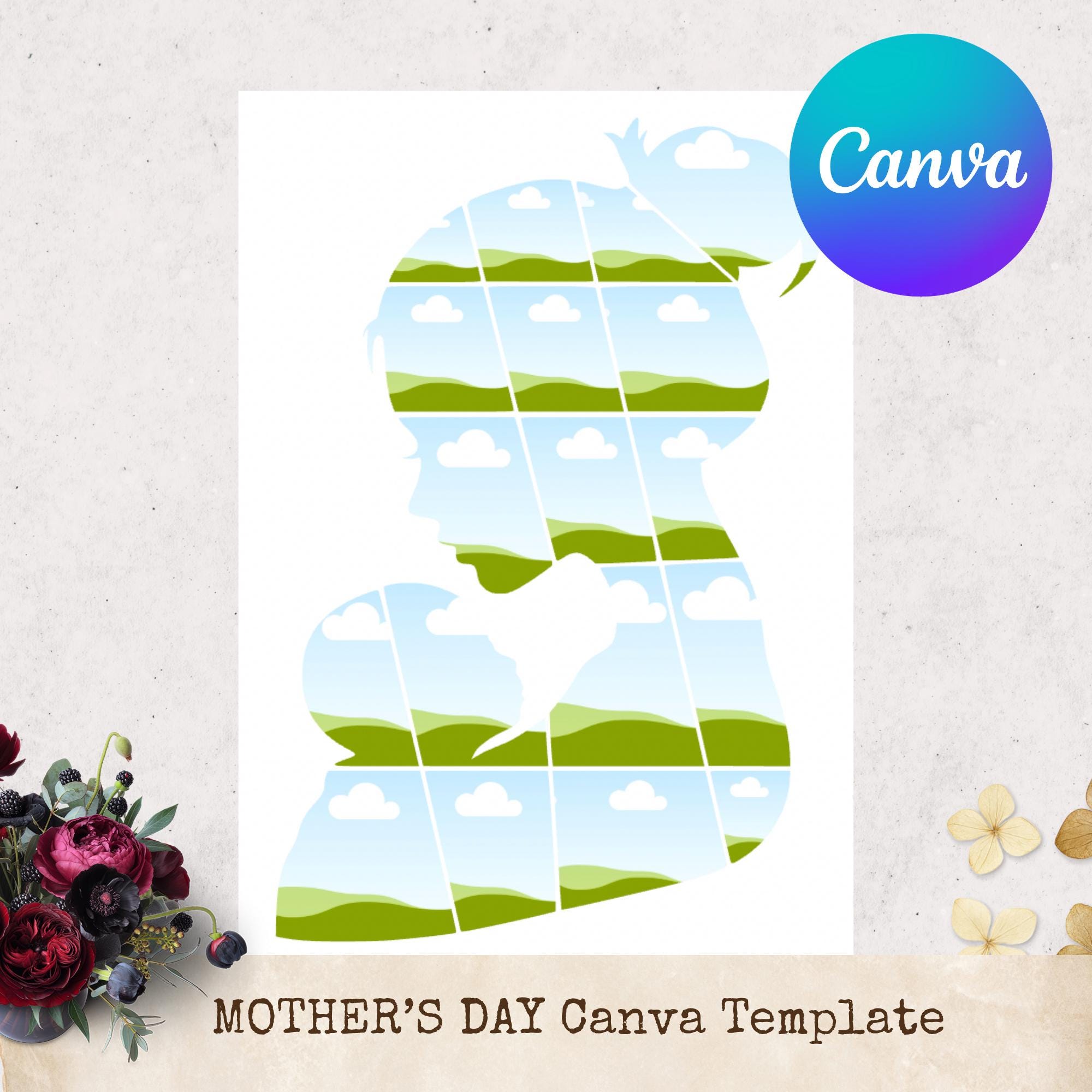 Mother’s Day Card Editable Canva Template, Personalised Photo Collage ...