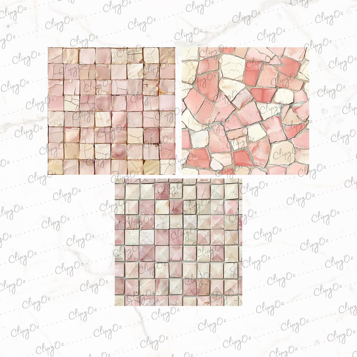 Rustic Seamless Mosaic Tiles Clipart, Vintage Stone and Ceramic ...