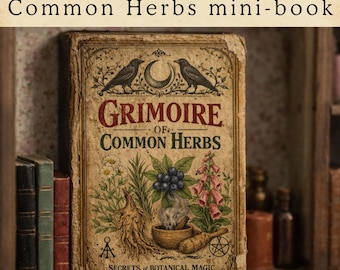 Libro de hierbas mágicas en miniatura para imprimir / Kit de grimorio para casa de muñecas de brujas / Mini libro de hechizos botánicos en miniatura
