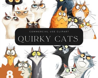 Funny Cats Photo Clip Art: Quirky Kitten JPEG Images (Commercial Use, Instant Download)