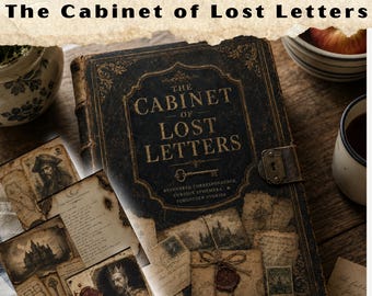 El Gabinete de Cartas Perdidas, Mini Libro Imprimible, Efímeros Vintage, Cartas y Papeles Góticos de la Academia Oscura