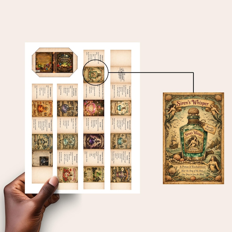 Potion Book Examples Enchanted Potion Mini Book Printable, Vintage Magic Spell Book, Fantasy ...