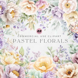 Pastelkleuren paarse, groene, gele, crèmekleurige en beige bloemen | Trouwuitnodiging | Transparant png-bestand | Pastelroze boeket | Bloemen clipart
