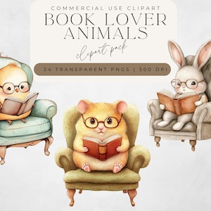 Animals reading clipart, Animals with books, Animals in chairs, Book lover animals, Cozy reading, Bookworm animals, Library Storytime animal