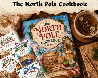 The North Pole Cookbook Printable Miniature Book, Christmas Dollhouse Book, Tiny Holiday Recipe Book